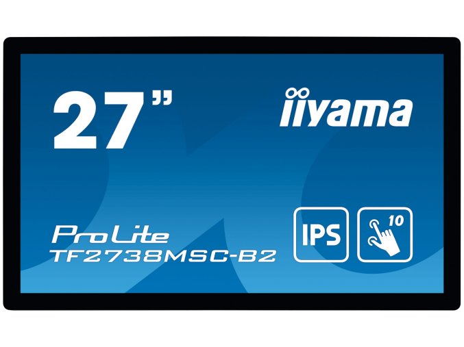 27" iiyama TF2738MSC-B2: IPS, FullHD, capacitive, 10P, 500cd/m2, DP, HDMI, DVI, 16/7, IP1X, černý