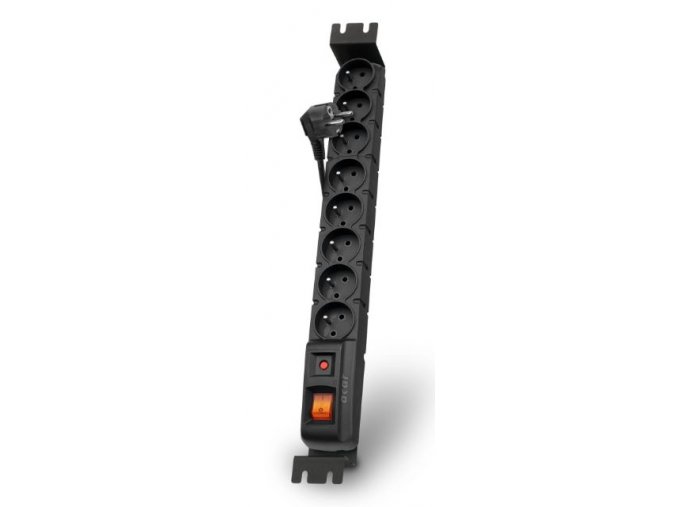 Acar S8 FA Rack 3m kabel, 8 zásuvek, přepěťová ochrana, do racku, černá