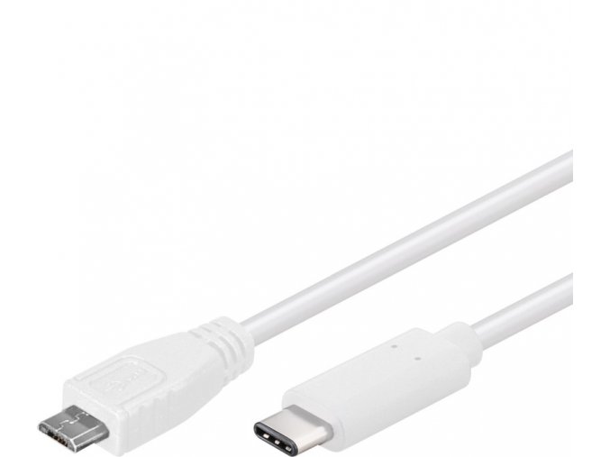 PremiumCord USB-C/male - USB 2.0 Micro-B/Male, bílý, 0,6m