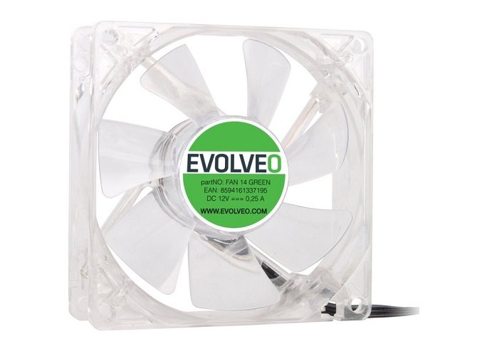 EVOLVEO ventilátor 140mm, LED zelený