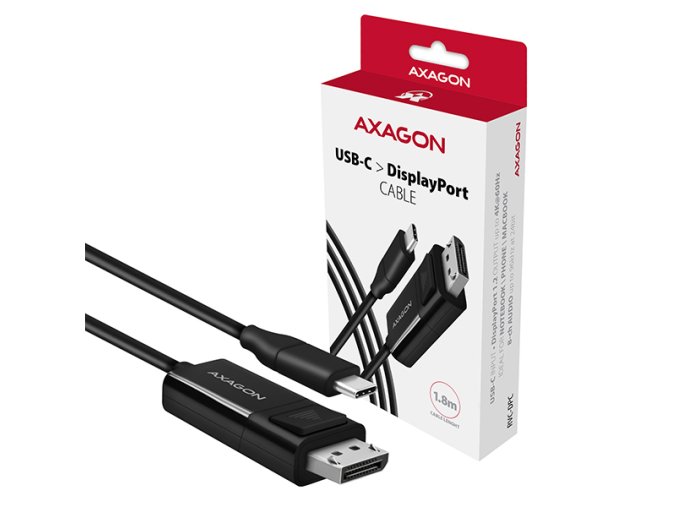 AXAGON RVC-DPC, USB-C -> DisplayPort redukce / kabel 1.8m, 4K/60Hz