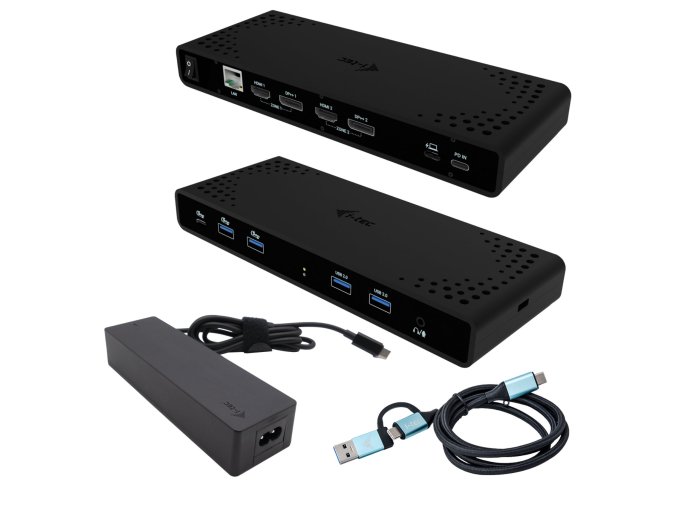 i-tec Universal Dual 4K Display Docking Station, Power Delivery 85W + i-tec USB-C Charger 100W