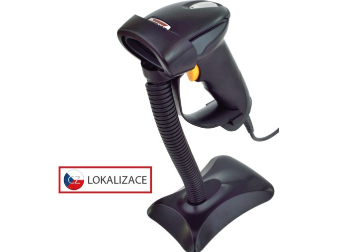 CCD čtečka Virtuos HT-310A, dlouhý dosah, USB (klávesnice/RS-232 emulace), stojánek, černá