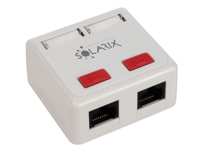 Zásuvka Solarix CAT5E UTP 2 x RJ45 na omítku bílá