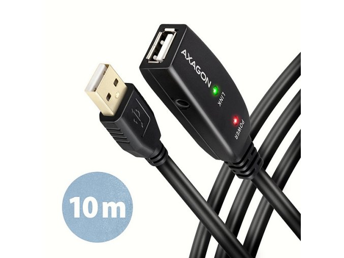 AXAGON ADR-210, USB 2.0 A-M -> A-F aktivní prodlužovací / repeater kabel, 10m