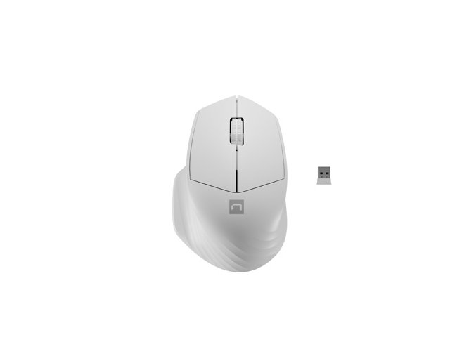 Natec optická myš SISKIN 2/Kancelářská/Optická/Pro praváky/1 600 DPI/USB+BT/Bílá