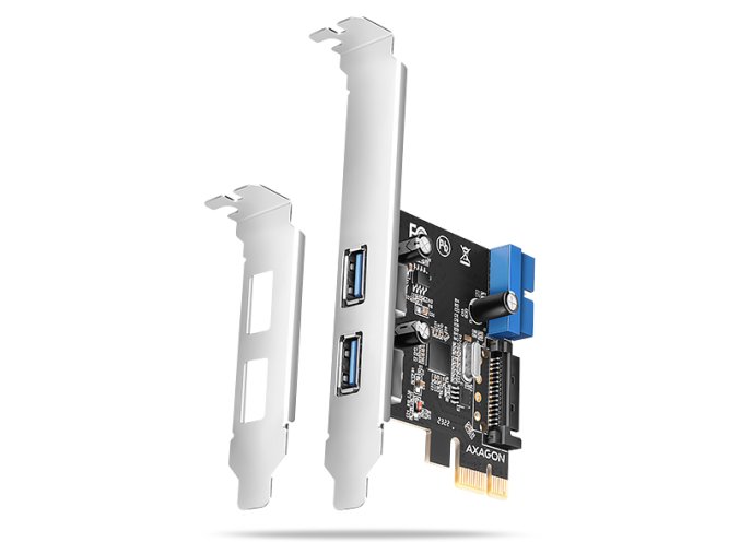 AXAGON PCEU-232RS, PCIe řadič, 2+2x USB 5Gbps port, SATA napájení, Renesas PD720201, SP & LP