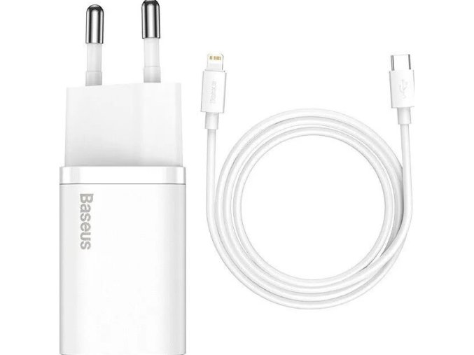 Baseus rychlonabíječka do sítě Super Si USB-C PD QC 20W s Lightning kabelem 1m bílá