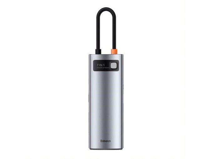 Baseus dokovací stanice 7v1 USB-C (USB-C PD 100W, USB-C, 2x USB 3.0, HDMI, SD/TF port) šedá