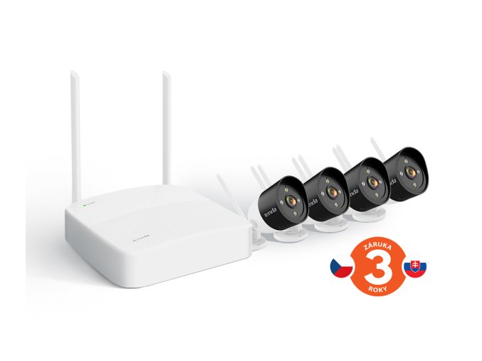 Tenda K4W-3TC - bezdrátový Wi-Fi kamerový set 2K (3MP), NVR + 4x IP kamera s LED, CZ aplikace
