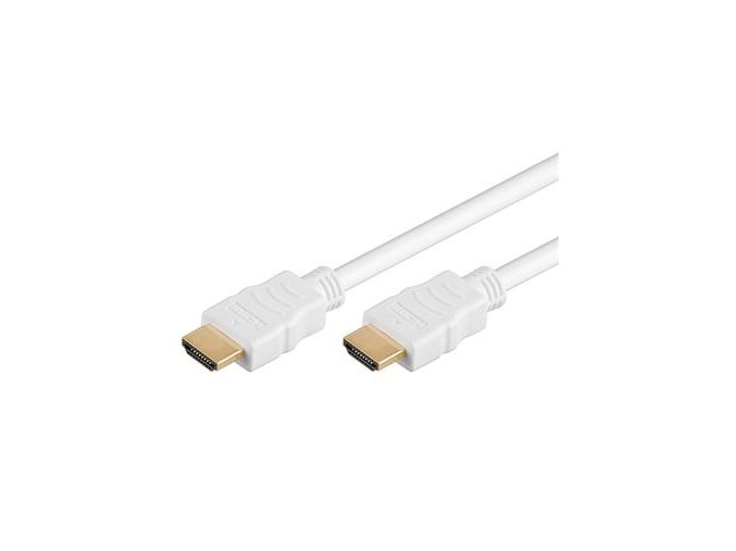 PremiumCord HDMI High Speed + Ethernet kabel,bílý, zlacené konektory, 5m