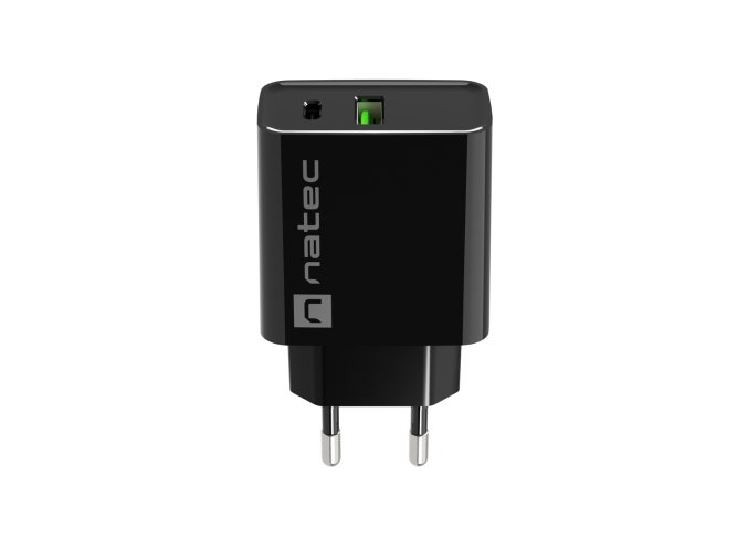 Universální nabíječka Natec RIBERA 20W 1X USB-A + 1X USB-C, černá