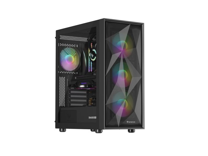 Počítačová skříň Genesis DIAXID 605 ARGB/Midi Tower/Transpar./Černá