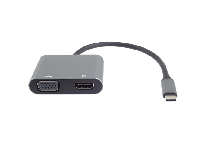 PremiumCord MST adaptér USB-C na HDMI + VGA, rozlišení 4K a FULL HD 1080p