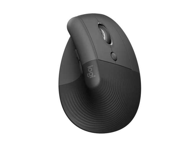 Logitech Lift/Vertikální/Optická/Pro praváky/4 000 DPI/USB+BT/Grafitová