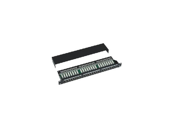 DATACOM Patch panel Cat5e 24p.1U,STP,19",černý,vyvázání