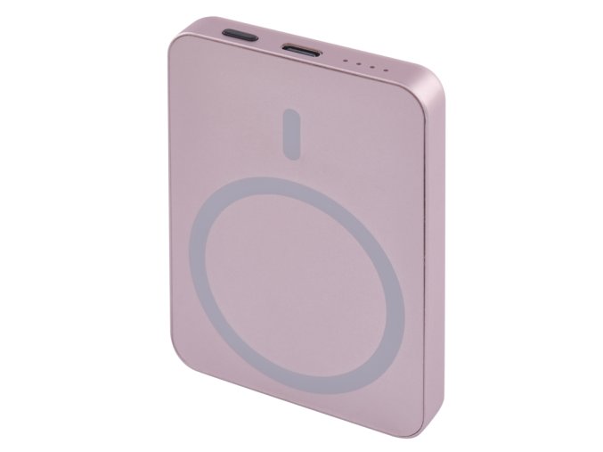EMOS POWERBANKA WI 522, bezdrátové nabíjení 20W, 5.000mAh, LOSOSOVÁ, 1xUSB-C