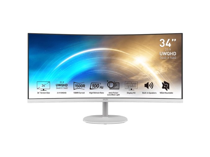MSI Pro/MP341CQW/34"/VA/3440x1440/100Hz/1ms/White/2R