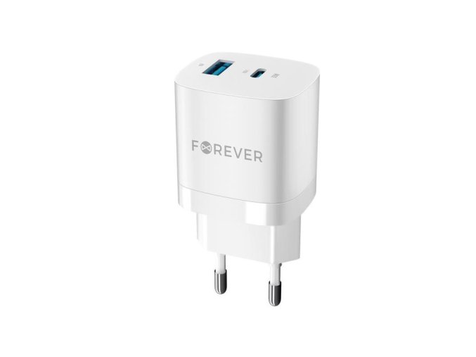 Rychlonabíječka do sítě Forever TC-05 PD+USB GaN 33W bílá