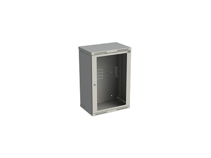 Rozvaděč nástěnný SENSA 18U 400mm, dveře sklo, RAL 7035, SENSA-18U-64-11-G
