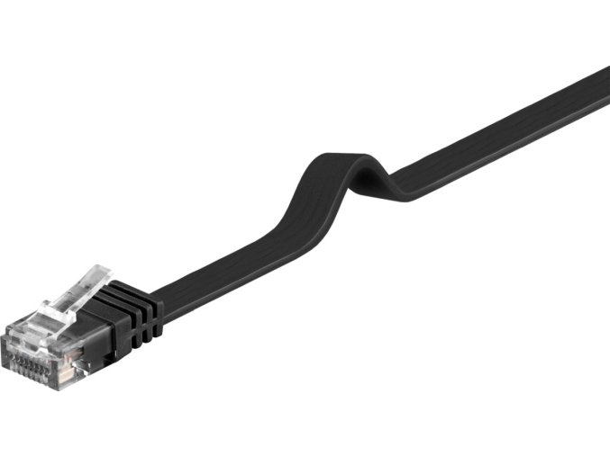PremiumCord Plochý patch kabel UTP RJ45-RJ45 CAT6 0.5m černá