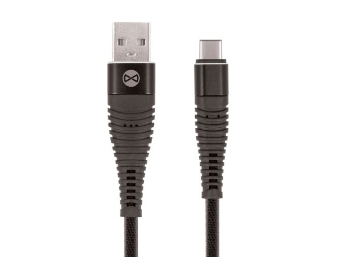 Datový kabel Forever Shark USB/USB-C 1m 2A textilní černý