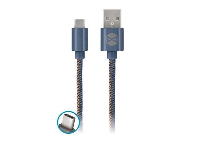 Datový kabel Forever Jeans USB/USB-C 1m 2A modrý