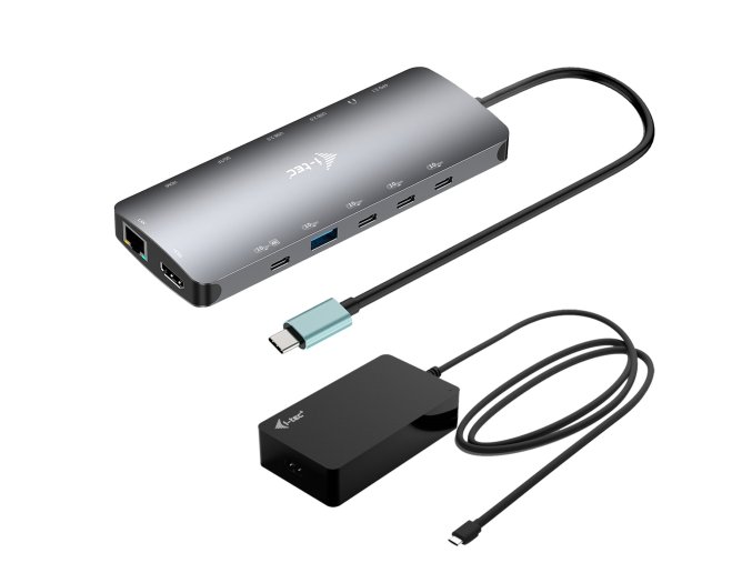 i-tec USB-C Metal Nano 3x Display Dock, 2x HDMI 1x USB-C video, PD 140W + Universal Charger 140W
