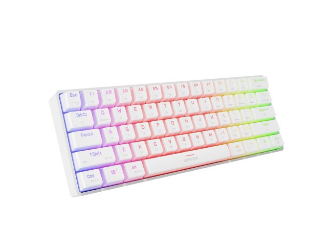 Genesis herní klávesnice THOR 660 G2/Gateron Red/USB+BT/US layout/Bílá