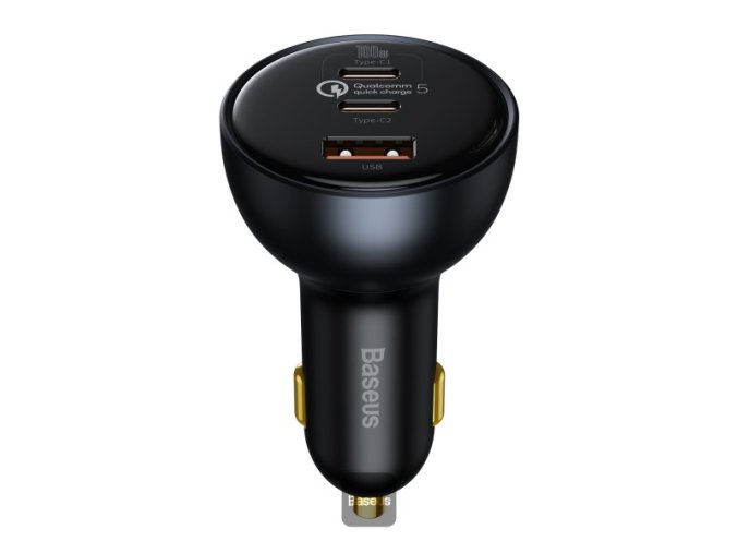 Baseus nabíječka do auta 1x USB-A 2x USB-C Quick Charge 5 160W šedá + kabel USB-C