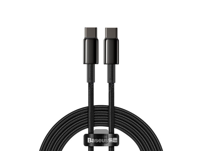 Baseus datový kabel Tungsten Gold USB-C/USB-C 2m 100W černý