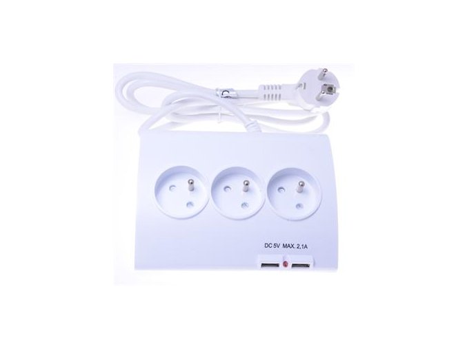 PremiumCord Prodlužovací přívod 230V 1,5m 5zásuvek+vypínač+2x USB