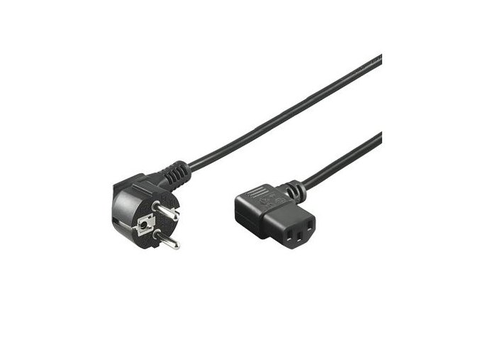 PremiumCord Kabel síťový 230V k počítači 5m, IEC konektor do úhlu 90°