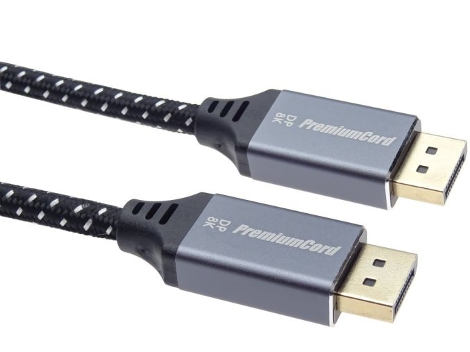 PremiumCord DisplayPort 1.4 přípojný kabel, kovové a zlacené konektory, 2m