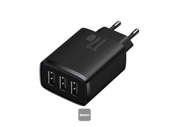 Baseus nabíječka do sítě Compact 3xUSB 17W černá