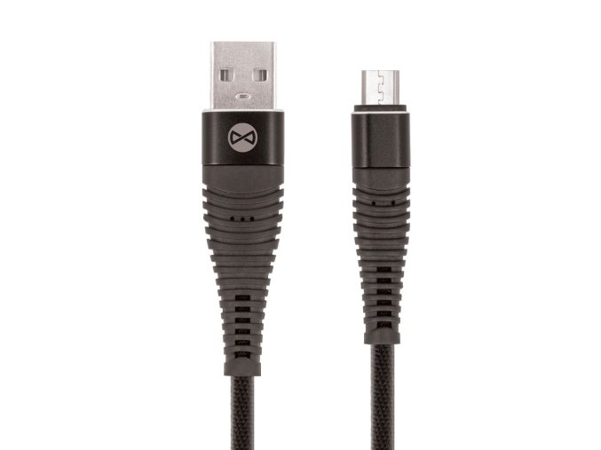 Datový kabel Forever Shark USB/microUSB 1m 2A textilní černý