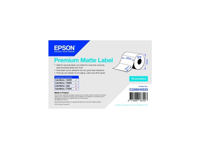 Premium Matte Label -102mm x152mm, 225 labels