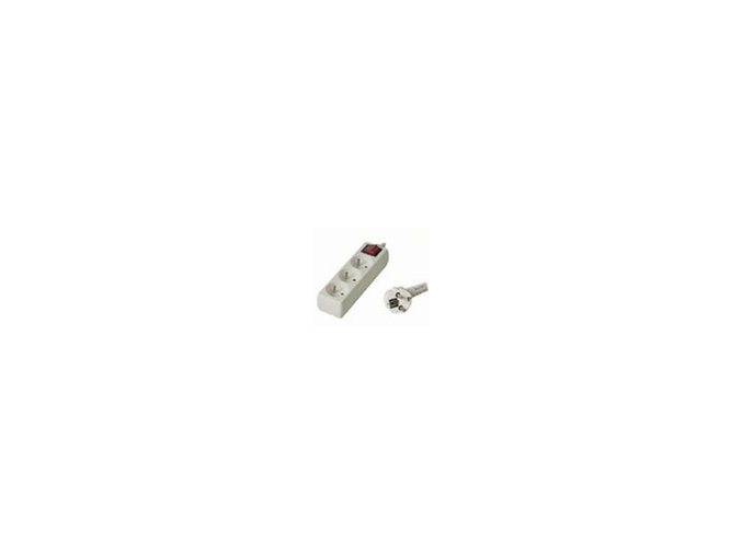 Prodlužovací přívod 230V, 2m, 3 zásuvky + vypínač
