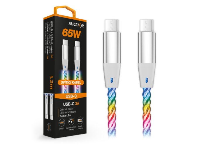 ALIGATOR Datový kabel LIGHT 3A, 65W USB-C/USB-C 1,2m