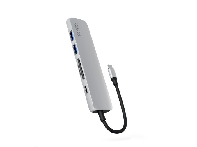 Epico 6v1 Alu Hub 8K s USB-C konektorem - stříbrná