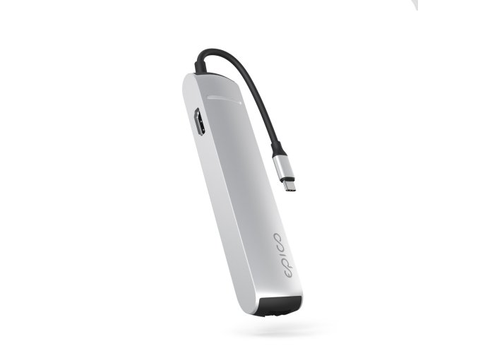 Epico 6v1 Slim Hub 8K s USB-C konektorem - stříbrná