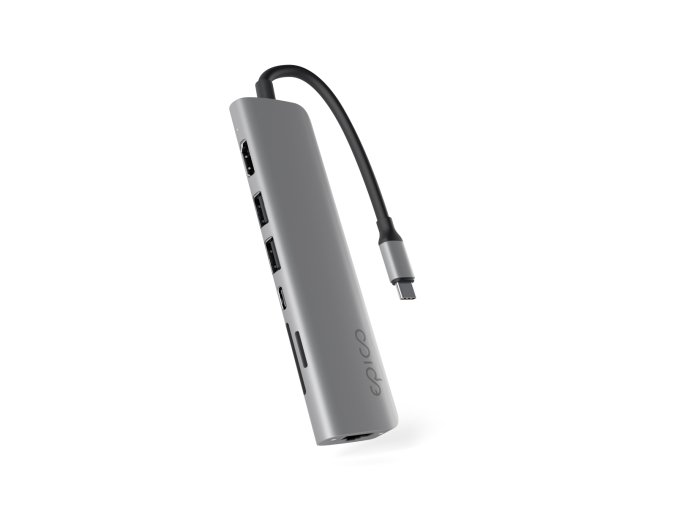 Epico 7v1 Multimedi Hub 8K s USB-C konekt. - šedá