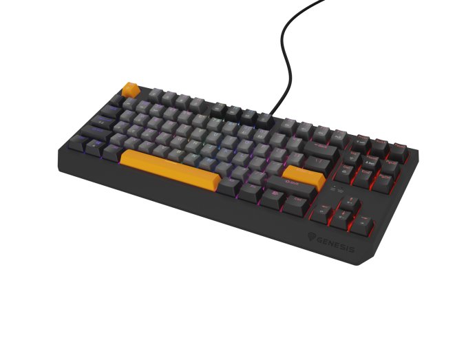 Genesis herní klávesnice THOR 230/TKL/RGB/Outemu Red/Drátová USB/US layout/Anchor Negative Šedá