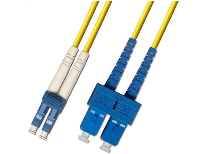 Optický patchkabel duplexní, LC/UPC-SC/UPC 9/125um SM, 10m, OS2