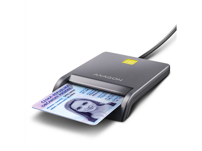 AXAGON CRE-SM3T, USB-A FlatReader čtečka kontaktních karet Smart card (eObčanka), kabel 1.3m