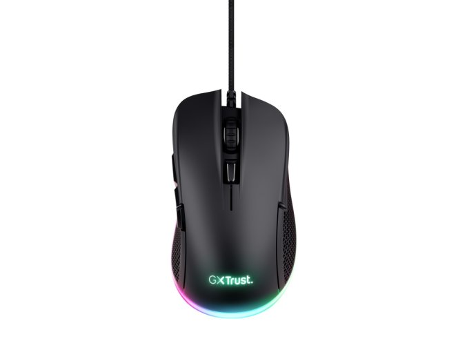 TRUST GXT 922 YBAR/Herní/Optická/Pro praváky/7 200 DPI/Drátová USB/Černá