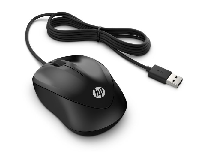 HP Wired 1000/Cestovní/Optická/1 200 DPI/Drátová USB/Černá