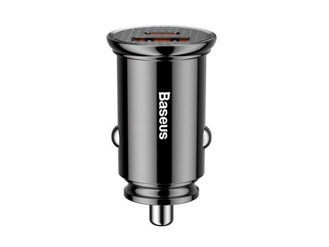 Baseus CCALL-YS01 Circular Nabíječka do Auta USB+USB-C 30W Black