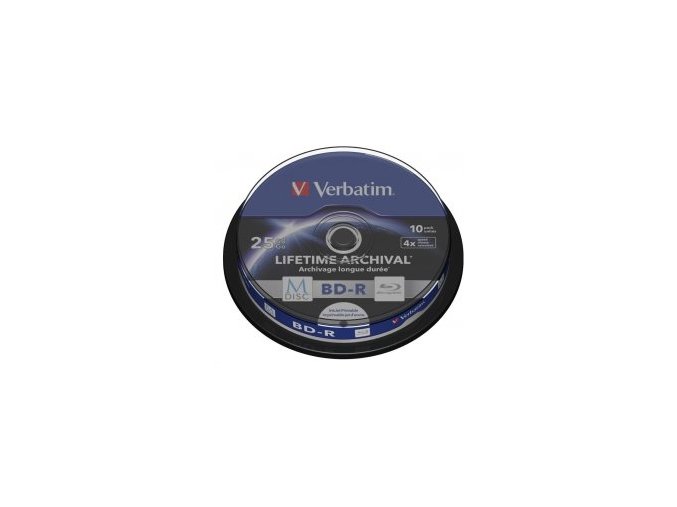 VERBATIM Blu-ray BD-R M-Disc 25GB 4x Printable, 10-cake