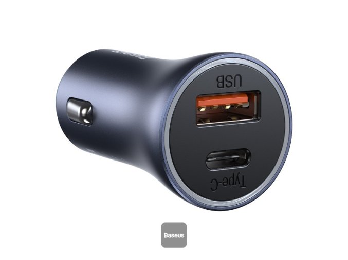 Baseus rychlonabíječka do auta Golden Contractor Pro Dual USB+USB-C 40W tmavě šedá